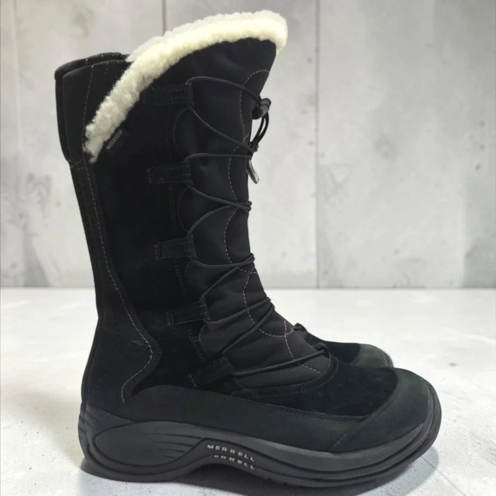 Merrell Encore Apex Waterproof Black Winter Boots Womens 8.5 Insulated J66642